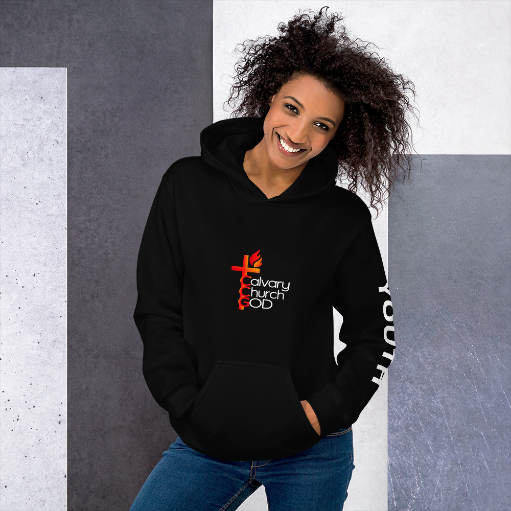 Calvary Youth Hoodie in Black — Front